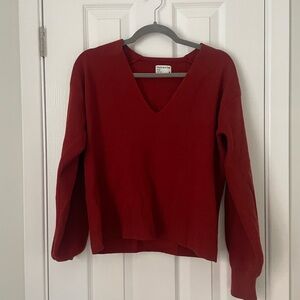 Women's Red V-Neck Sweater